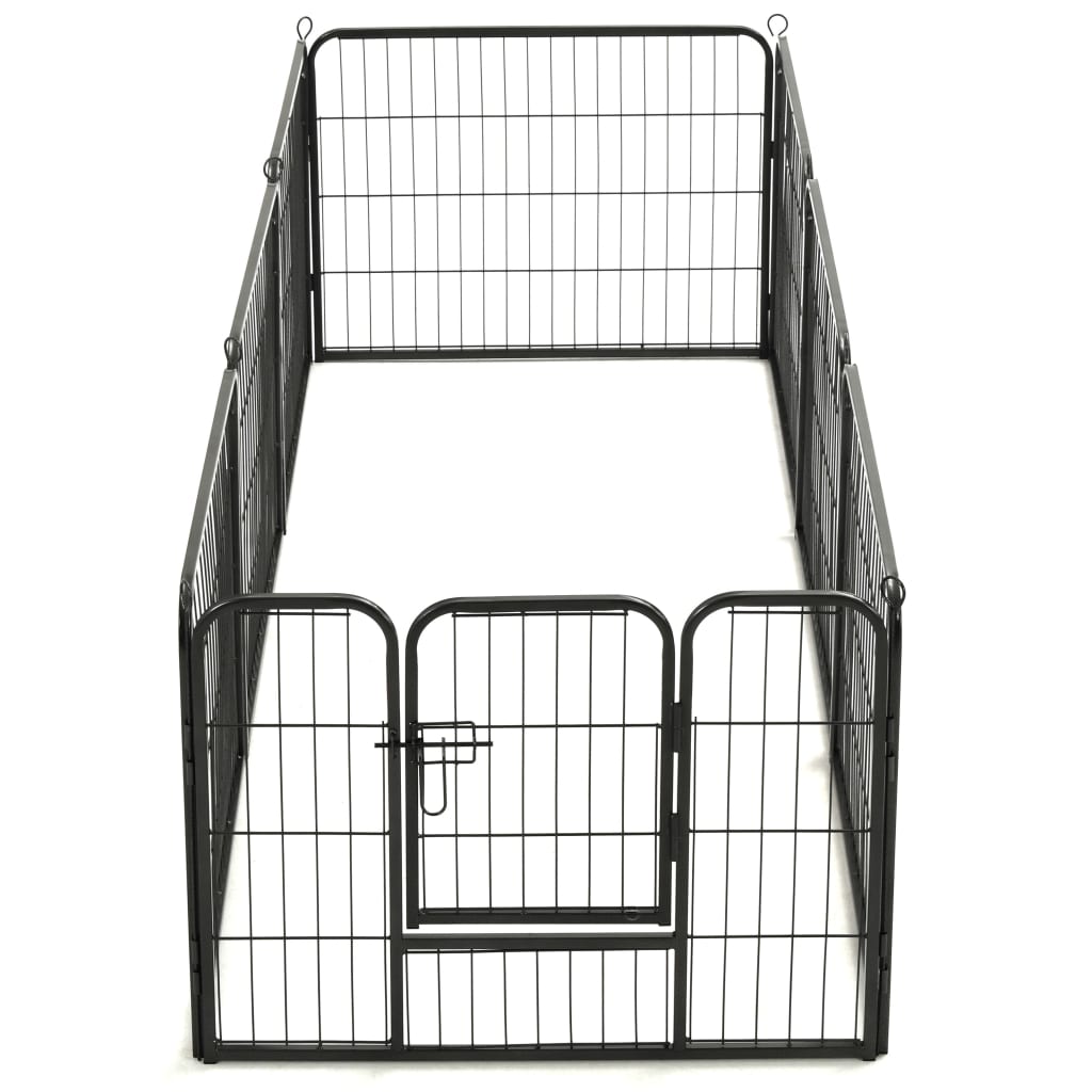 vidaXL Dog Playpen 8 Panels Steel 31.5"x23.6" Black