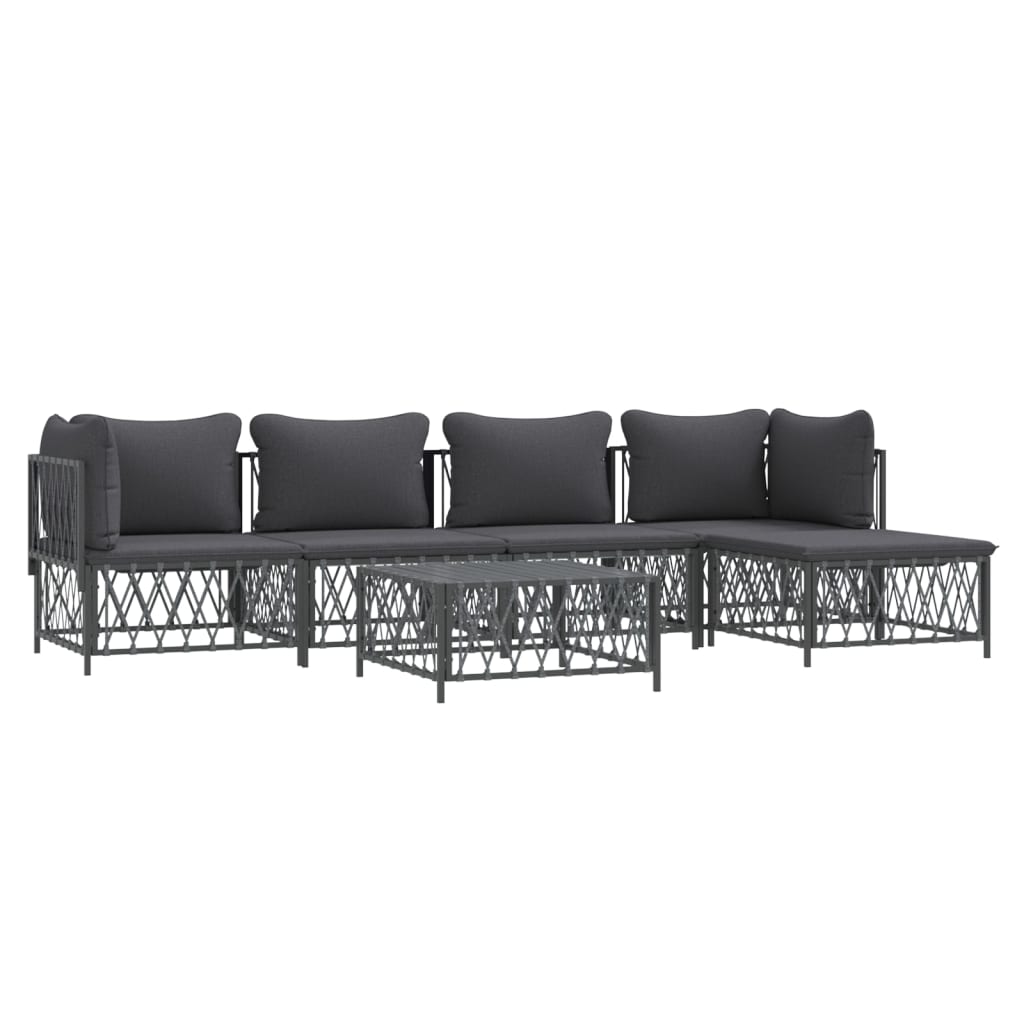 vidaXL 6 Piece Patio Lounge Set with Cushions Anthracite Steel