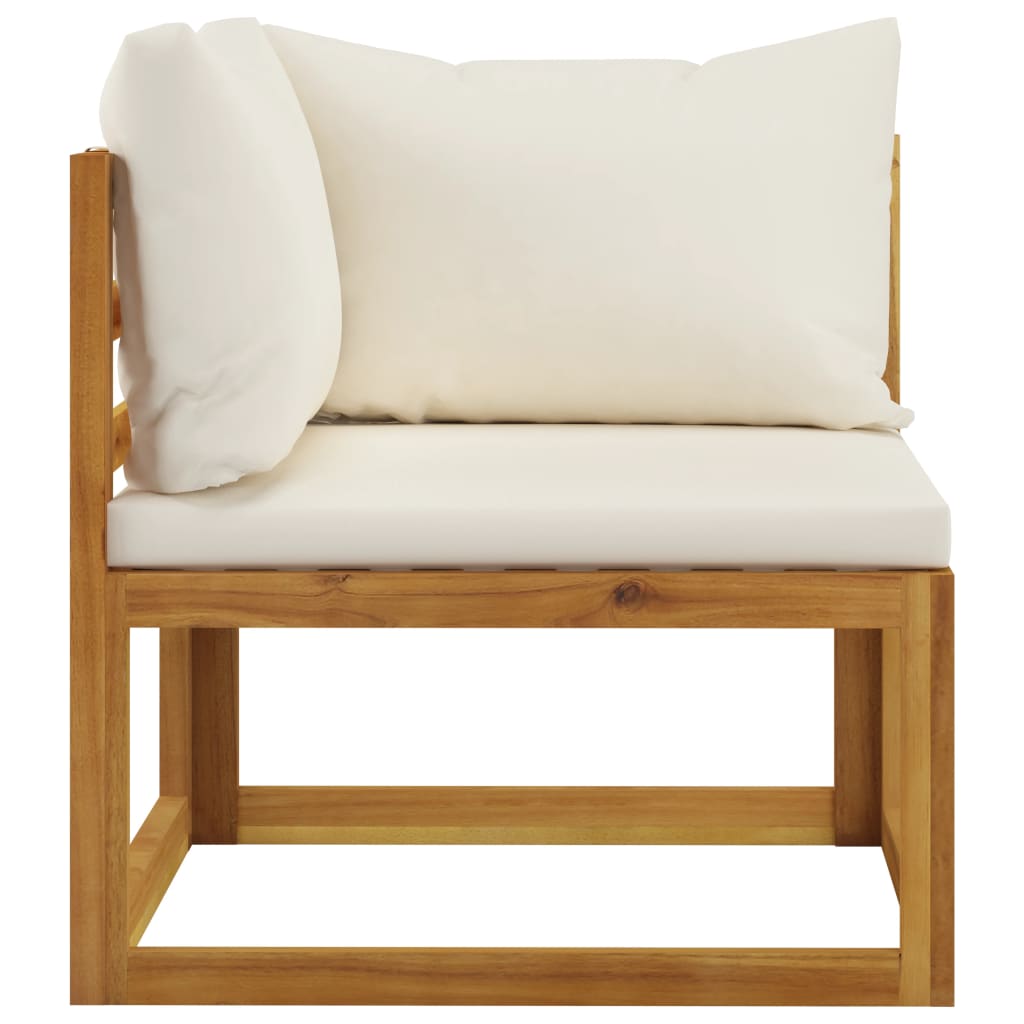 vidaXL 3-Seater Patio Sofa with Cushion Cream Solid Acacia Wood