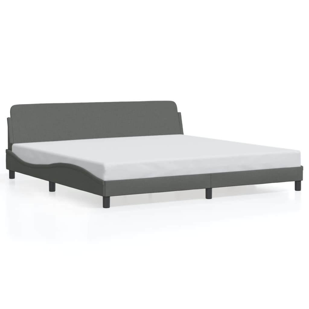 vidaXL Bed Frame with Headboard Dark Gray 76"x79.9" King Fabric