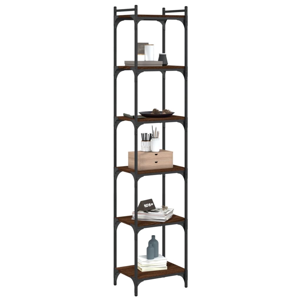 vidaXL Bookcase 6-Tier Brown Oak 15.7"x11.8"x74" Engineered Wood