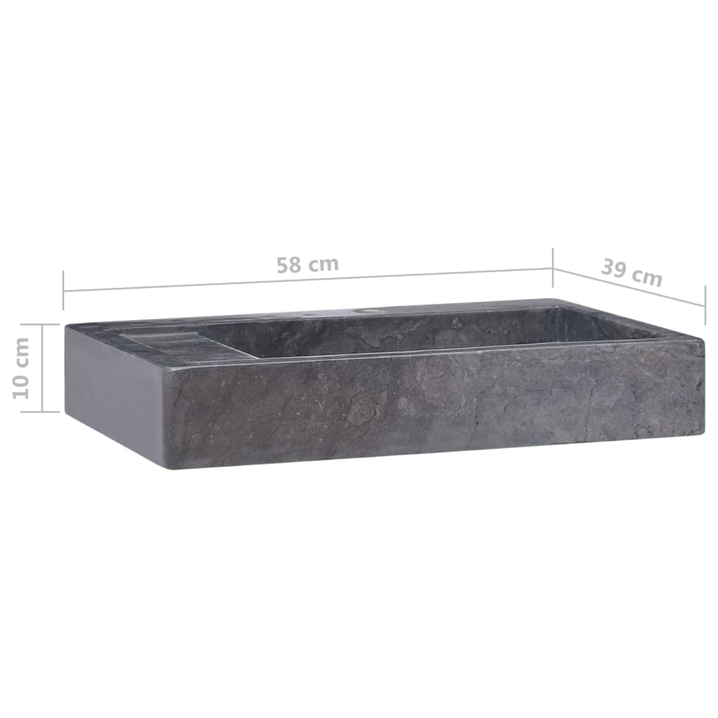 vidaXL Sink Black 22.8"x15.4"x3.9" Marble