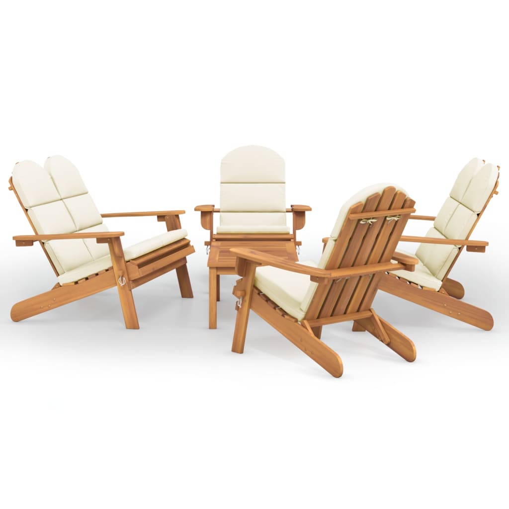 vidaXL 5 Piece Adirondack Patio Lounge Set Solid Wood Acacia