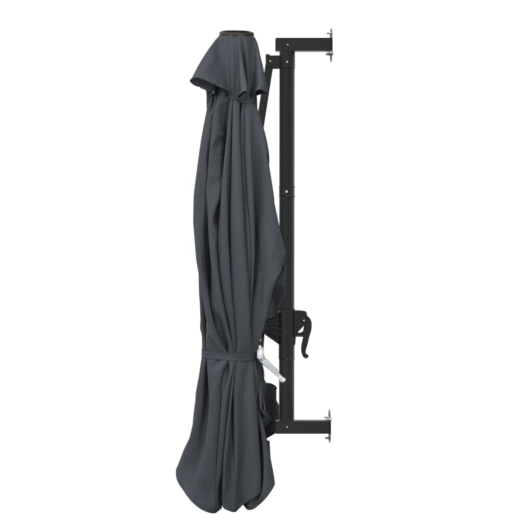 vidaXL Wall-Mounted Garden Parasol with Metal Pole 118.1" Anthracite