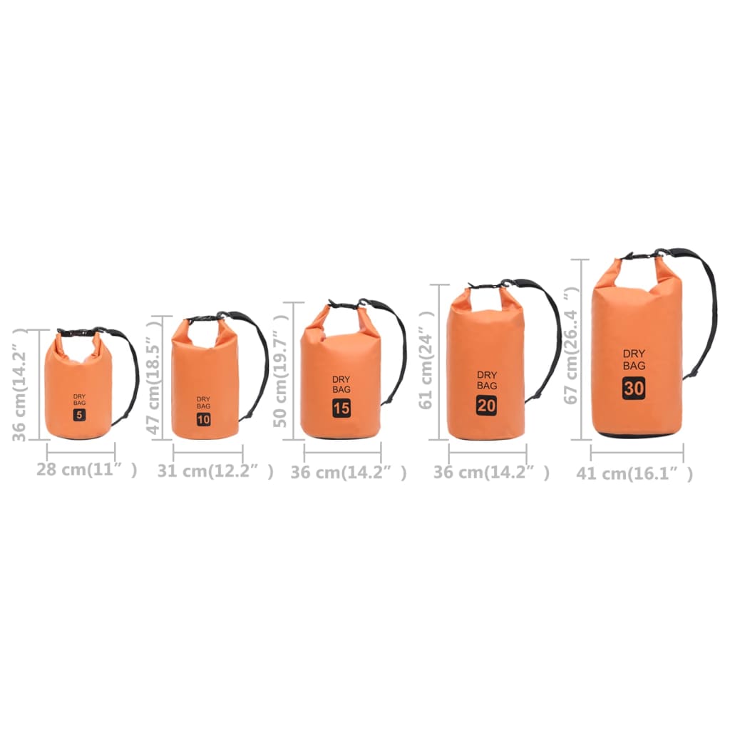 vidaXL Dry Bag Orange 5.3 gal PVC