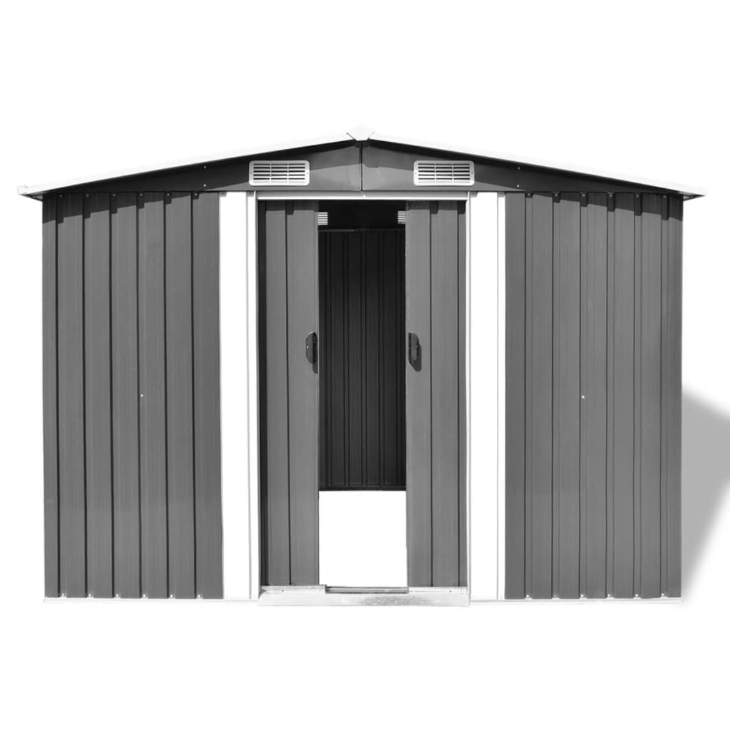 vidaXL Garden Storage Shed Gray Metal 101.2"x80.7"x70.1"