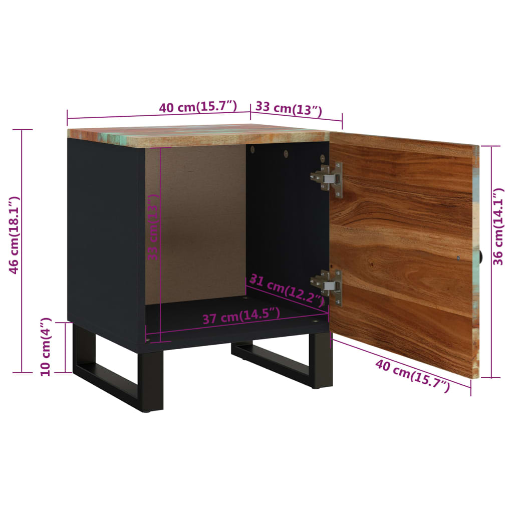 vidaXL Bedside Cabinets 2 pcs 15.7"x13"x18.1" Solid Wood Reclaimed