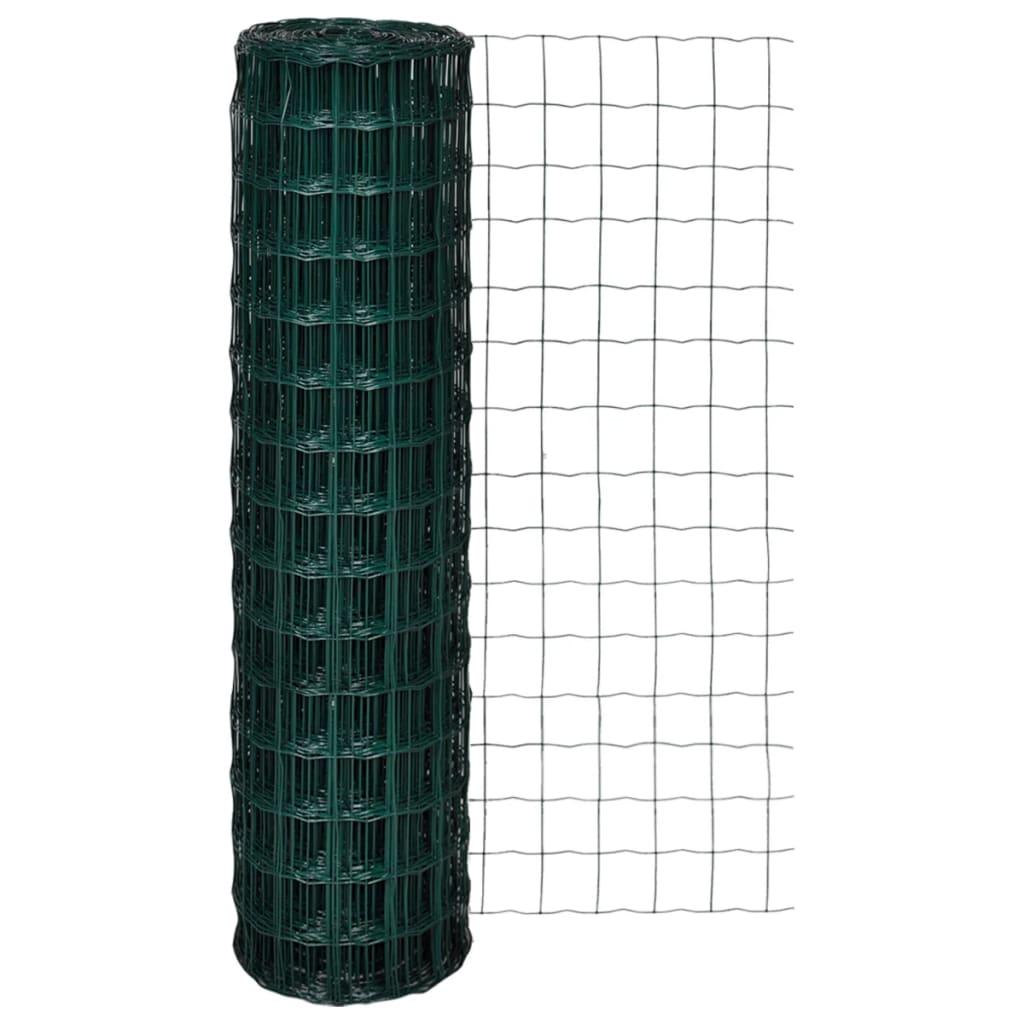 vidaXL Euro Fence Steel 32.8ftx4.9ft Green