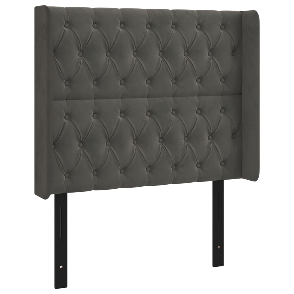 vidaXL LED Headboard Dark Gray 40.6"x6.3"x46.5"/50.4" Velvet