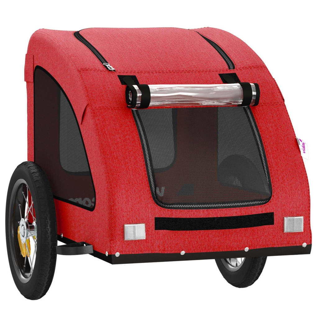 vidaXL Pet Bike Trailer Red Oxford Fabric and Iron