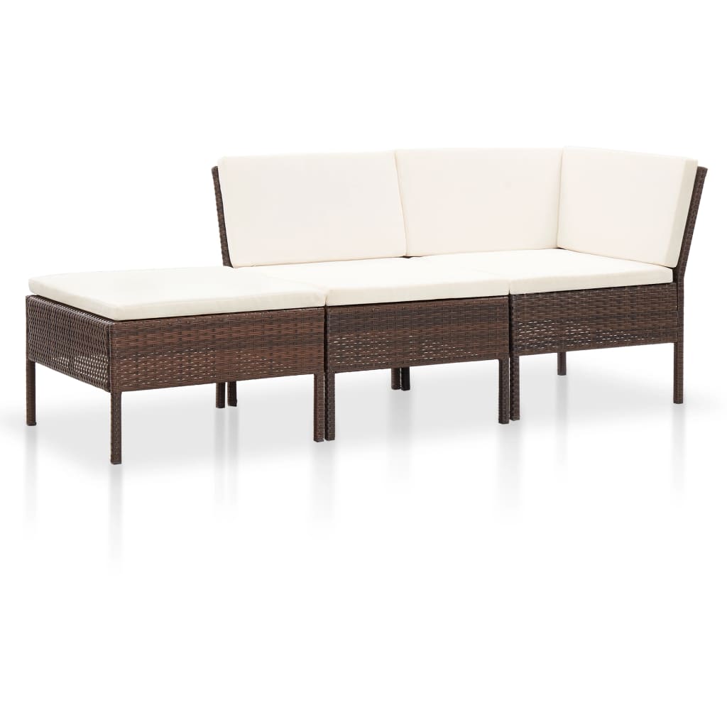 vidaXL 8 Piece Patio Lounge Set with Cushions Poly Rattan Brown