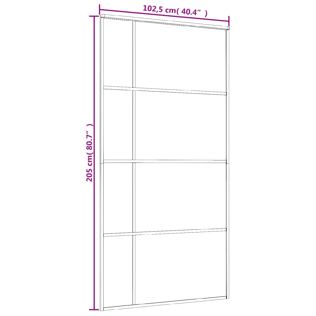 vidaXL Sliding Door ESG Glass and Aluminum 40.4"x80.7" Black