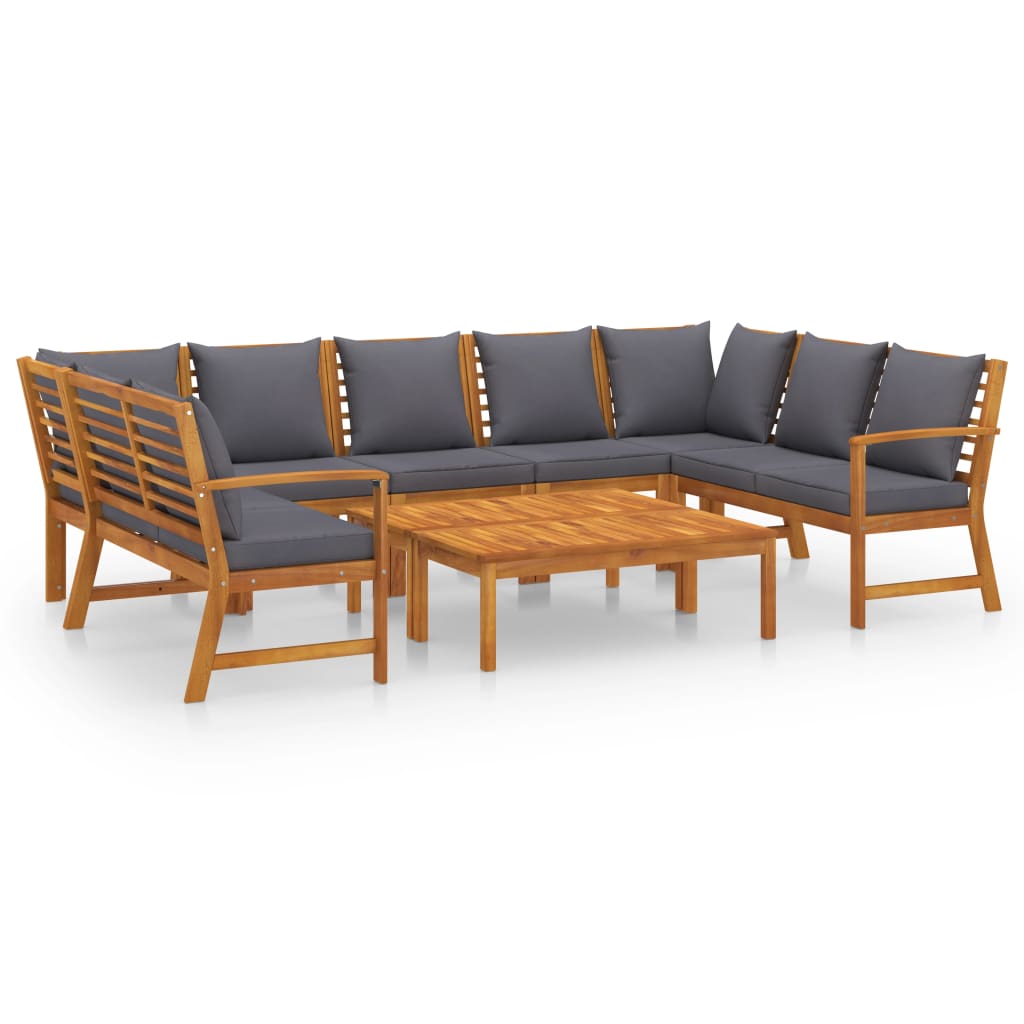 vidaXL 9 Piece Patio Lounge Set with Cushion Solid Acacia Wood