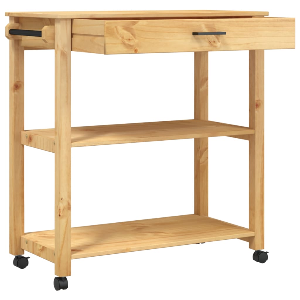 vidaXL Kitchen Trolley MONZA 33.1"x15.7"x35.4" Solid Wood Pine