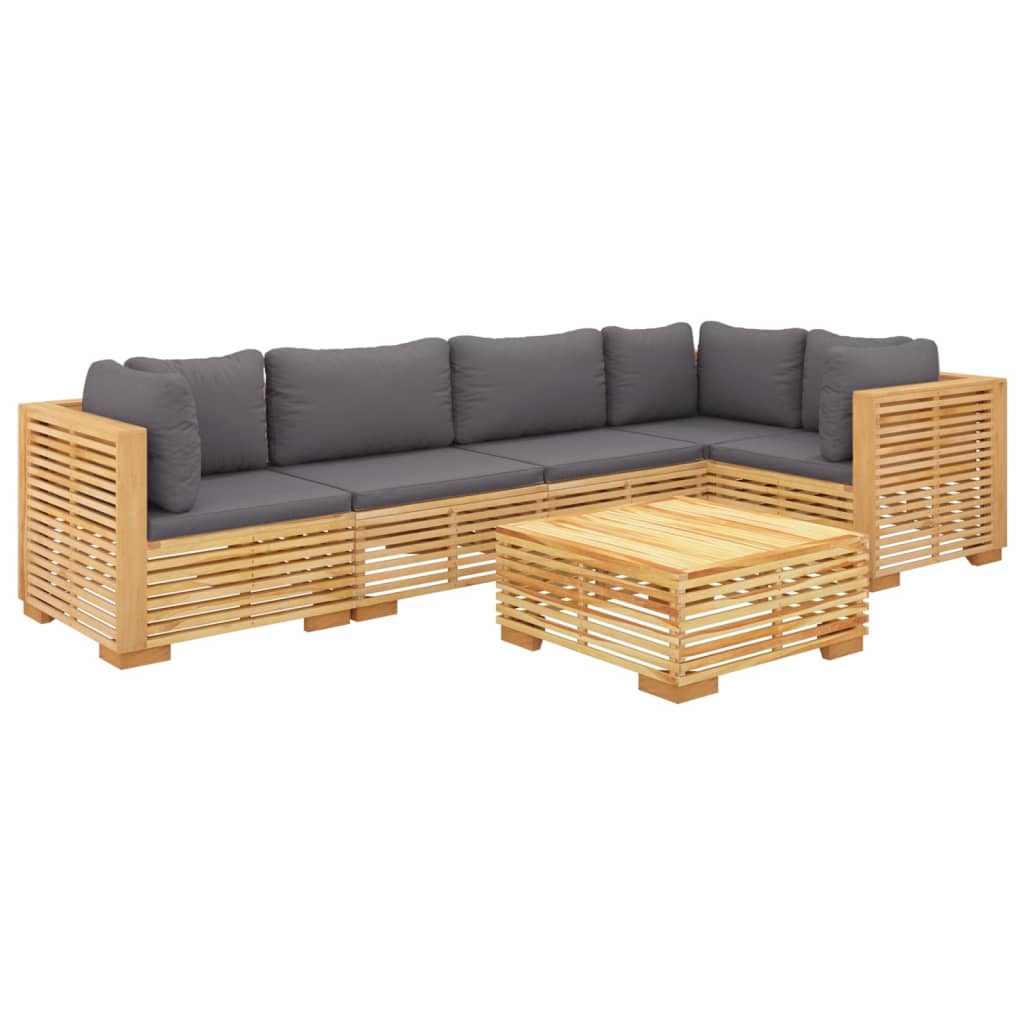 vidaXL 6 Piece Patio Lounge Set with Cushions Solid Wood Teak