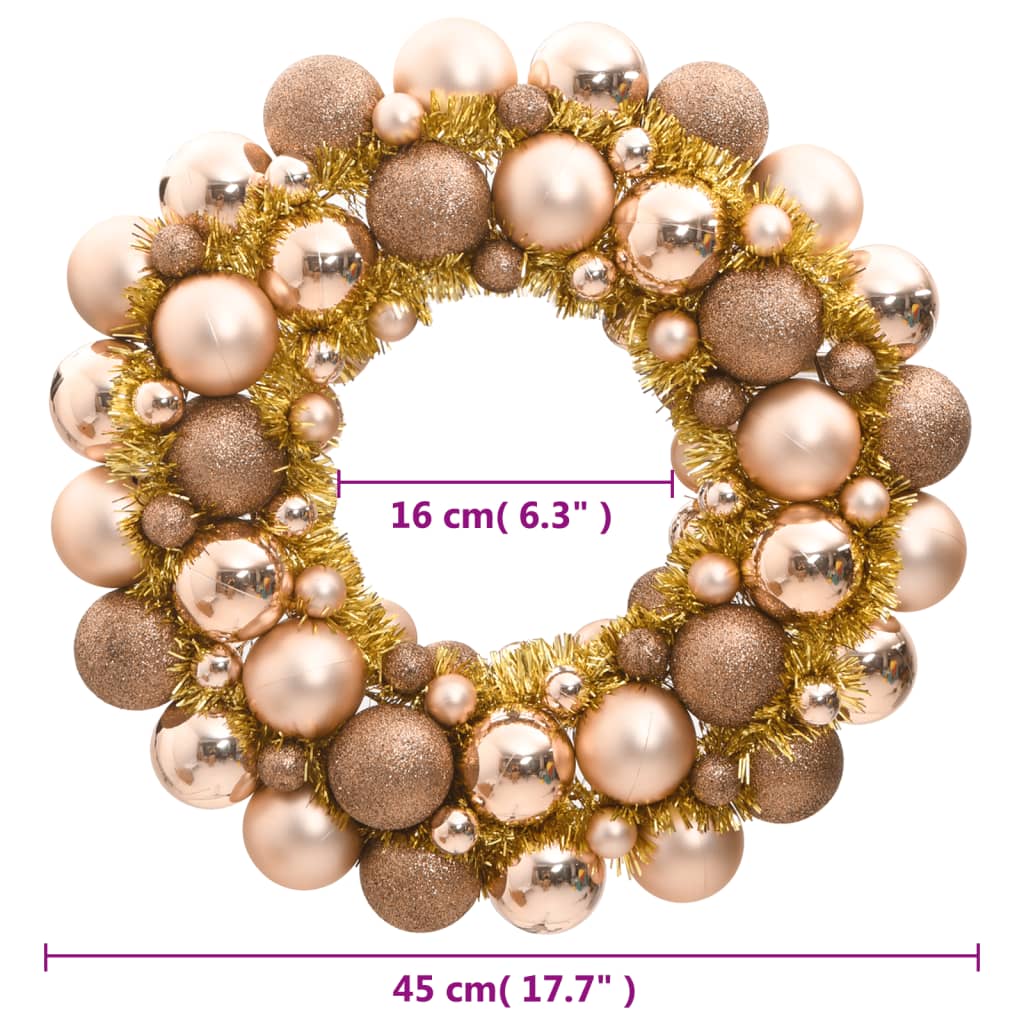 vidaXL Christmas Wreath Rose Gold 17.7" Polystyrene