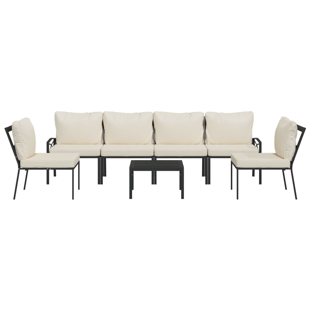 vidaXL 7 Piece Patio Lounge Set with Sand Cushions Steel