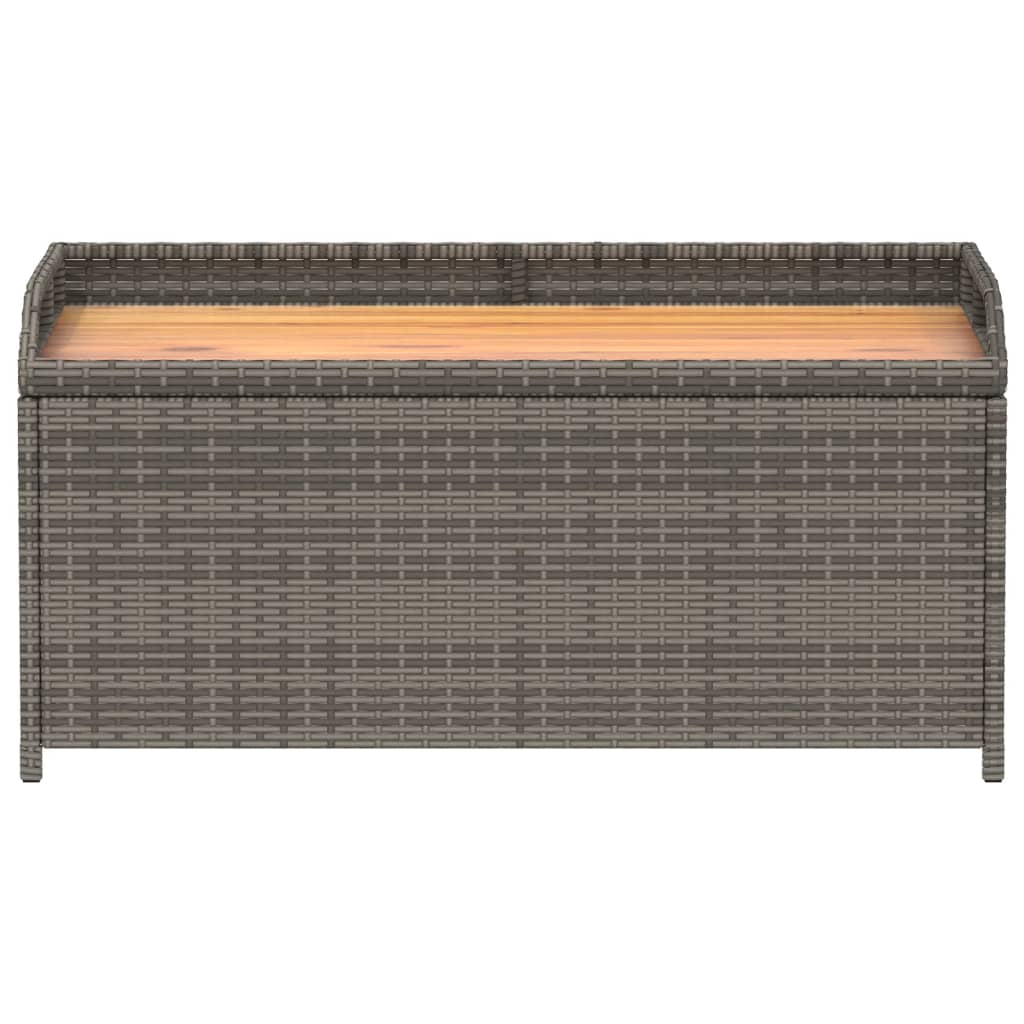 vidaXL Storage Bench Gray 39.4"x19.7"x20.5" Poly Rattan and Acacia Wood