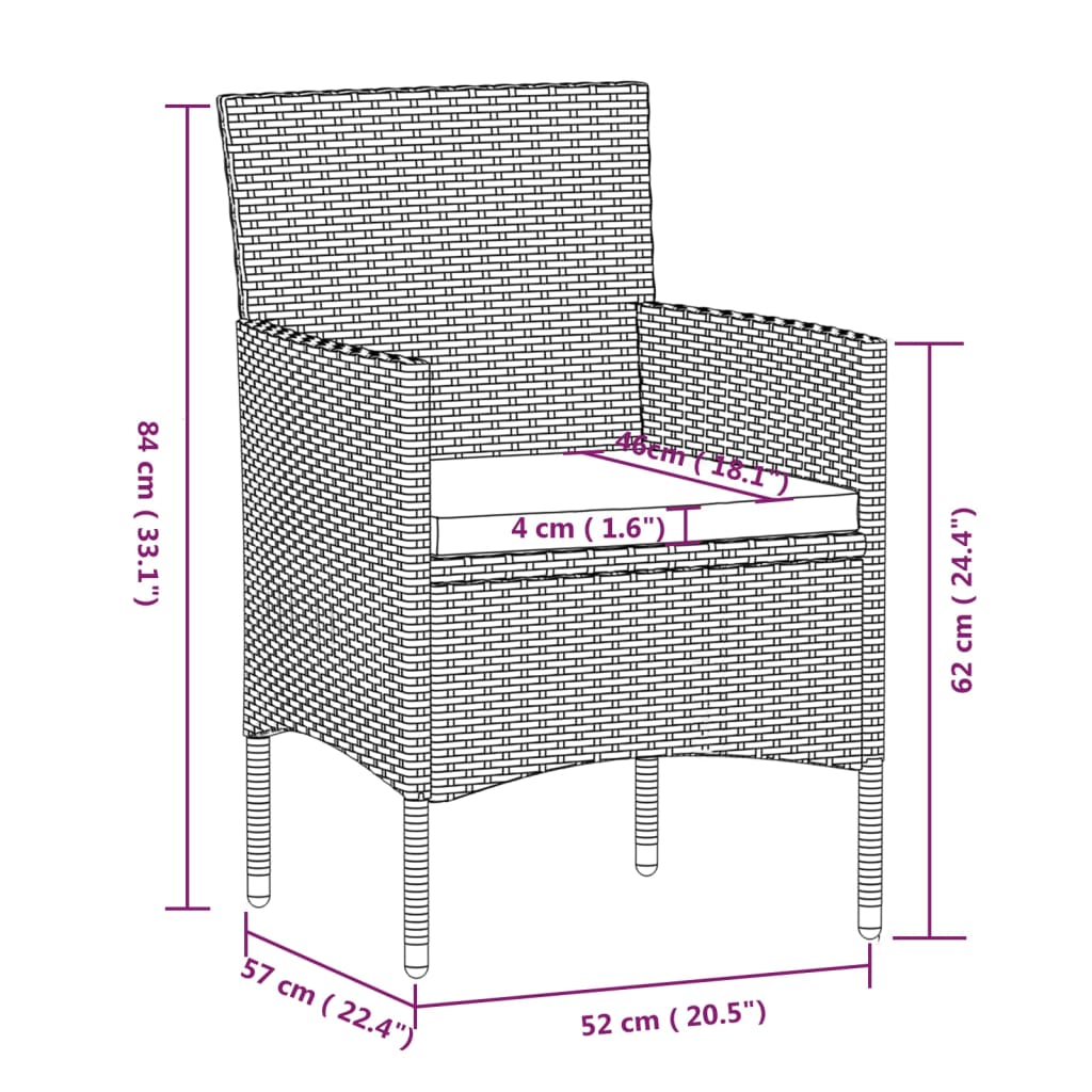 vidaXL 9 Piece Patio Dining Set with Cushions Gray and Black