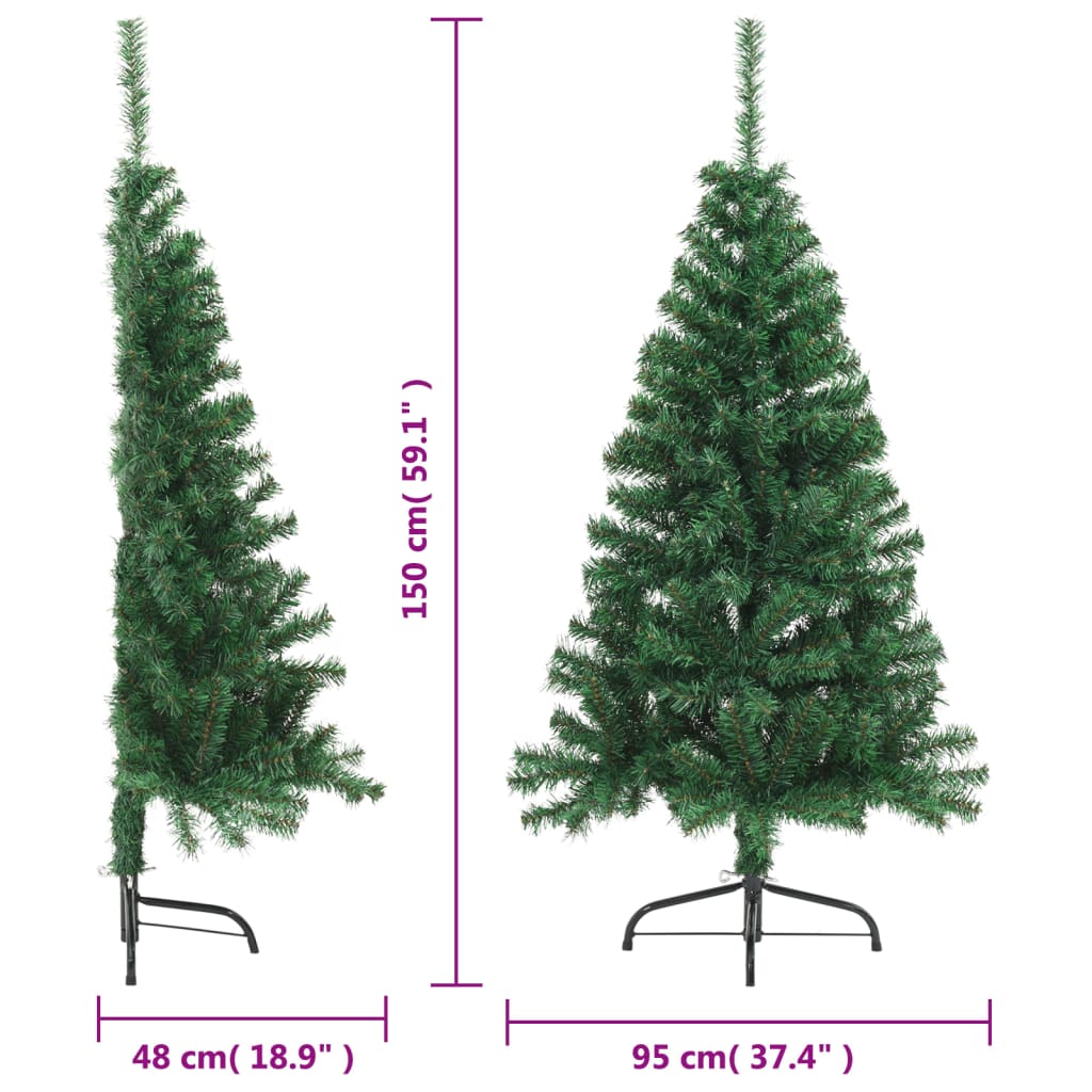 vidaXL Artificial Half Christmas Tree with Stand Green 5 ft PVC