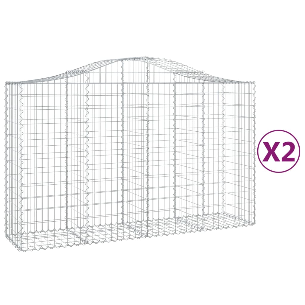 vidaXL Arched Gabion Baskets 2 pcs 78.7"x19.7"x47.2"/55.1" Galvanized Iron