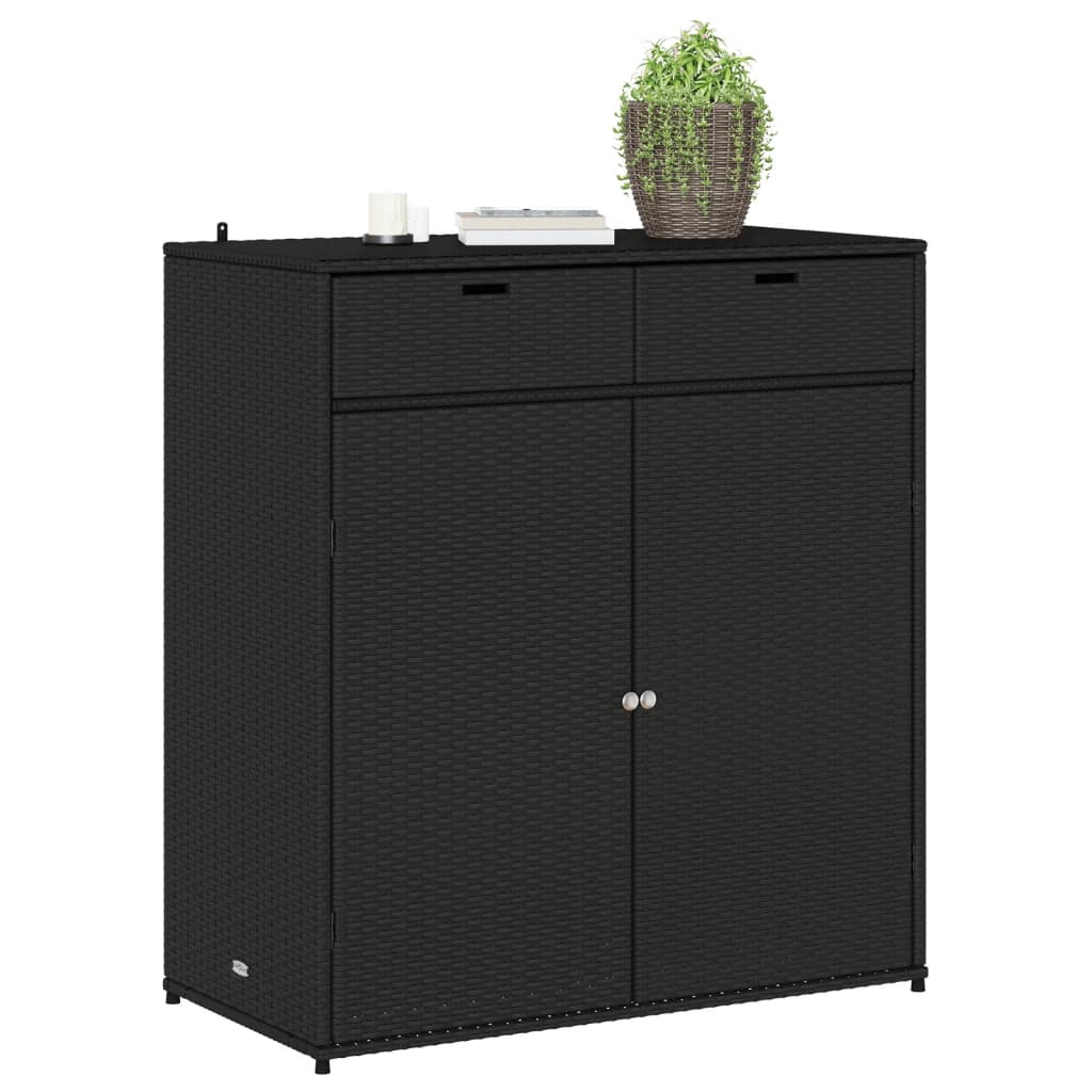 vidaXL Patio Storage Cabinet Black 41.3"x21.7"x44.5" Poly Rattan