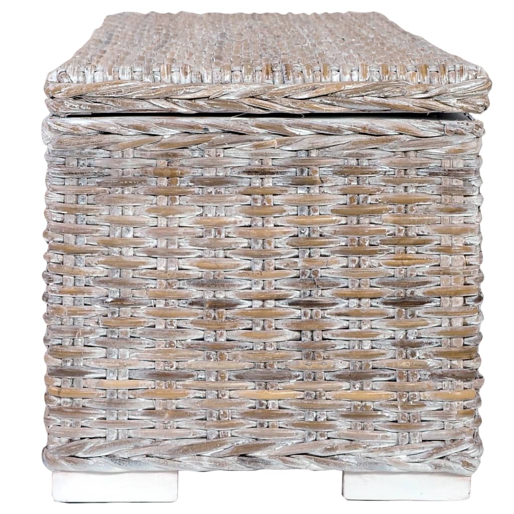 vidaXL Storage Box 47.2" White Kubu Rattan and Solid Mango Wood