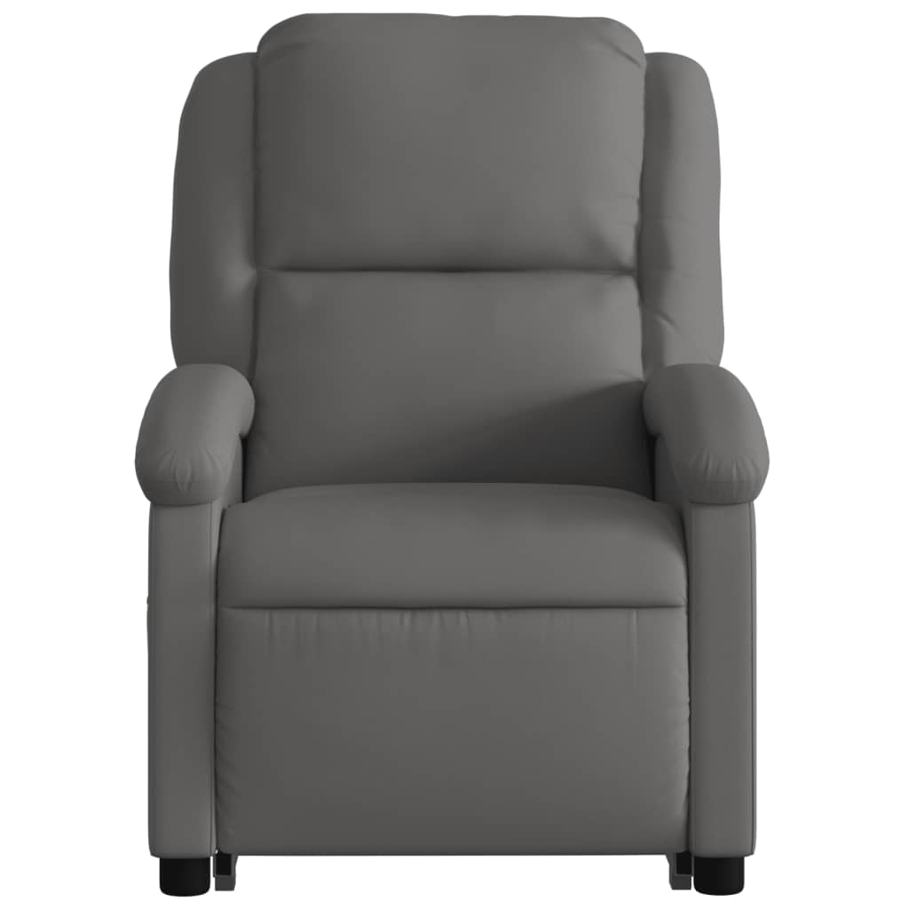 vidaXL Stand up Recliner Chair Gray Real Leather