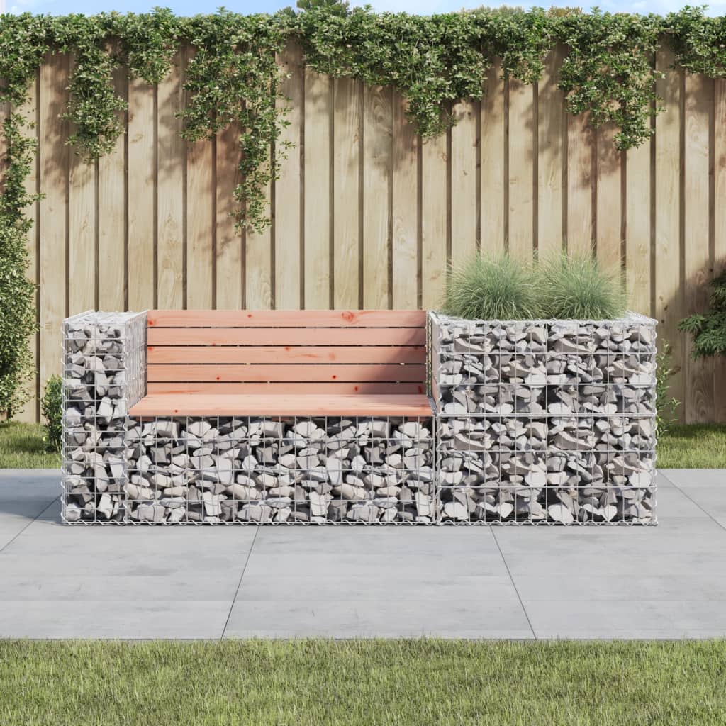 vidaXL Patio Bench with Gabion Basket Solid Wood Douglas