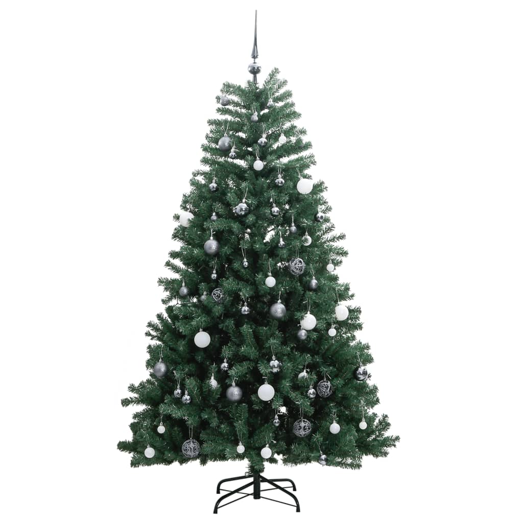 vidaXL Artificial Hinged Christmas Tree 300 LEDs & Ball Set 82.7"