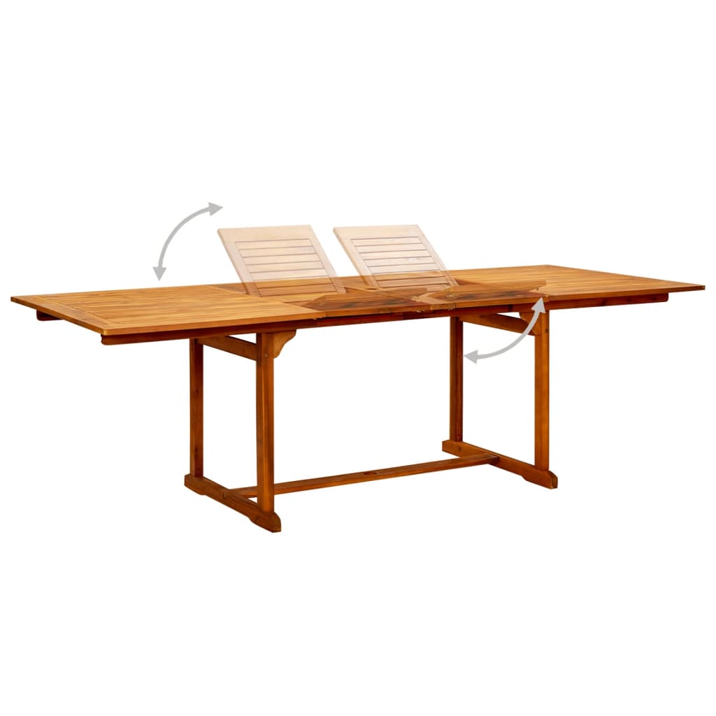 vidaXL Garden Dining Table (63"-94.5")x39.4"x29.5" Solid Acacia Wood