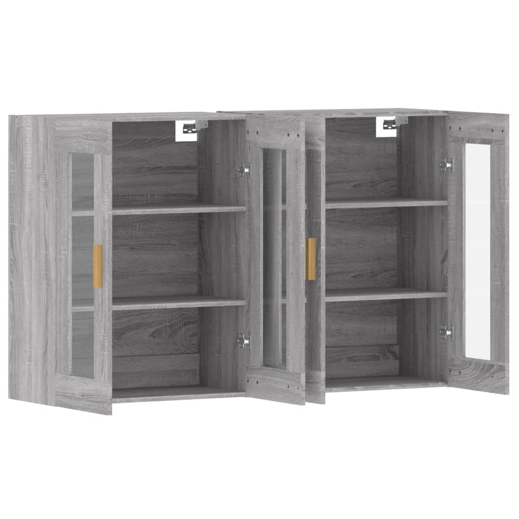 vidaXL Wall Mounted Cabinets 2 pcs Gray Sonoma Engineered Wood