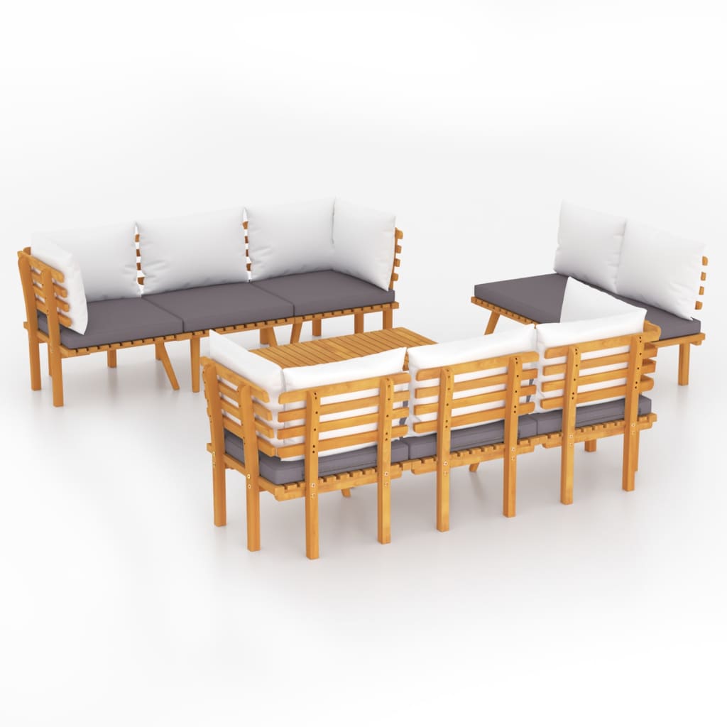 vidaXL 8 Piece Patio Lounge Set with Cushions Solid Acacia Wood