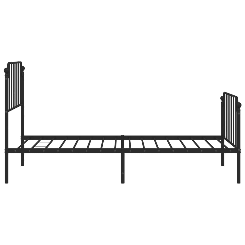 vidaXL Metal Bed Frame without Mattress with Footboard Black 39.4"x74.8"