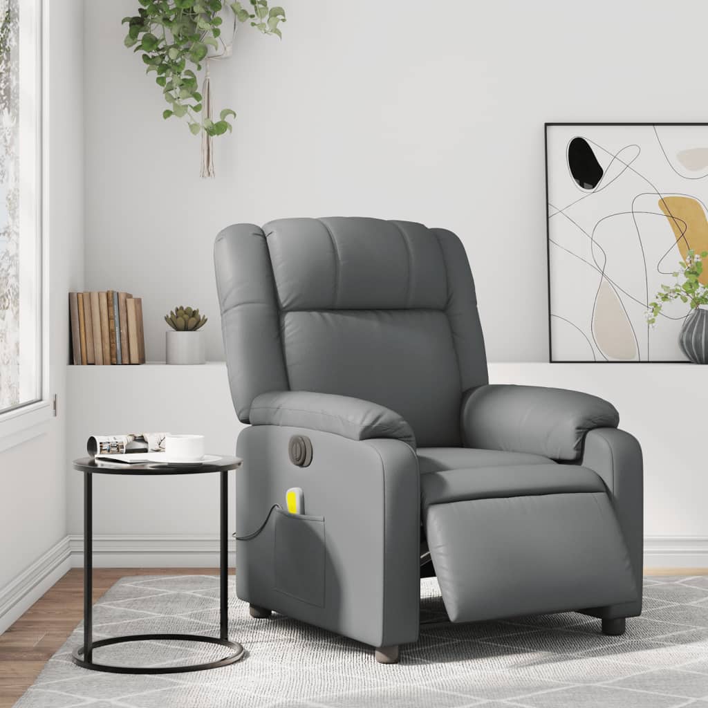 vidaXL Electric Massage Recliner Chair Gray Faux Leather