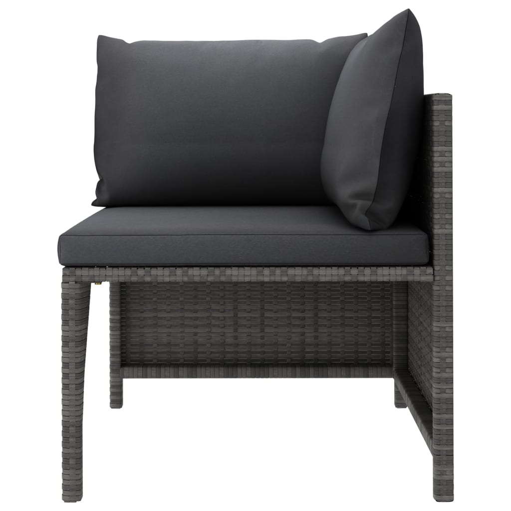 vidaXL 11 Piece Patio Lounge Set with Cushions Poly Rattan Gray