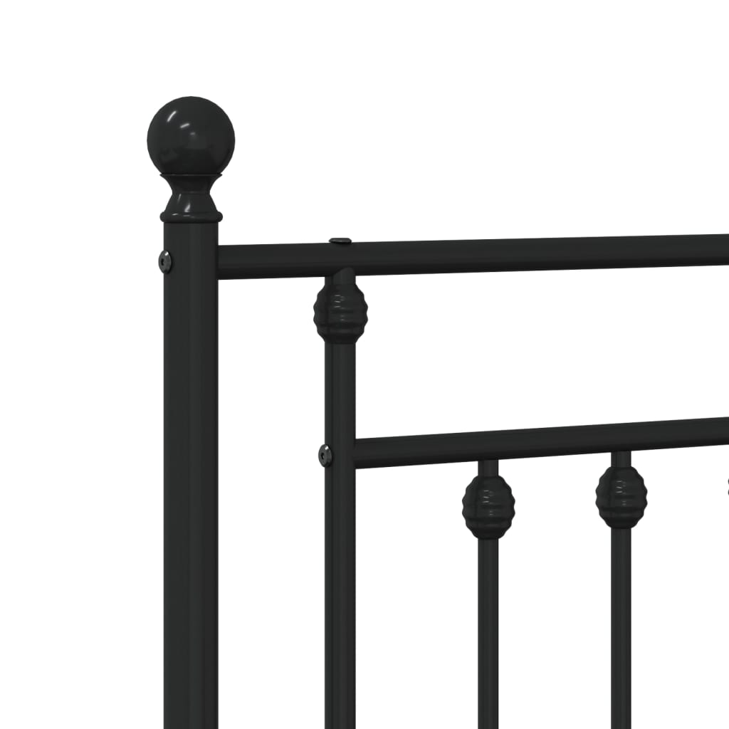 vidaXL Metal Bed Frame without Mattress with Headboard Black 72"x83.9"