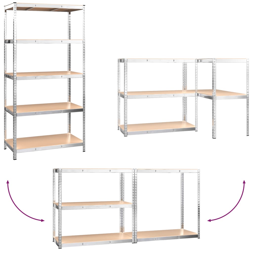 vidaXL 5-Layer Storage Shelf Silver Steel&Engineered Wood