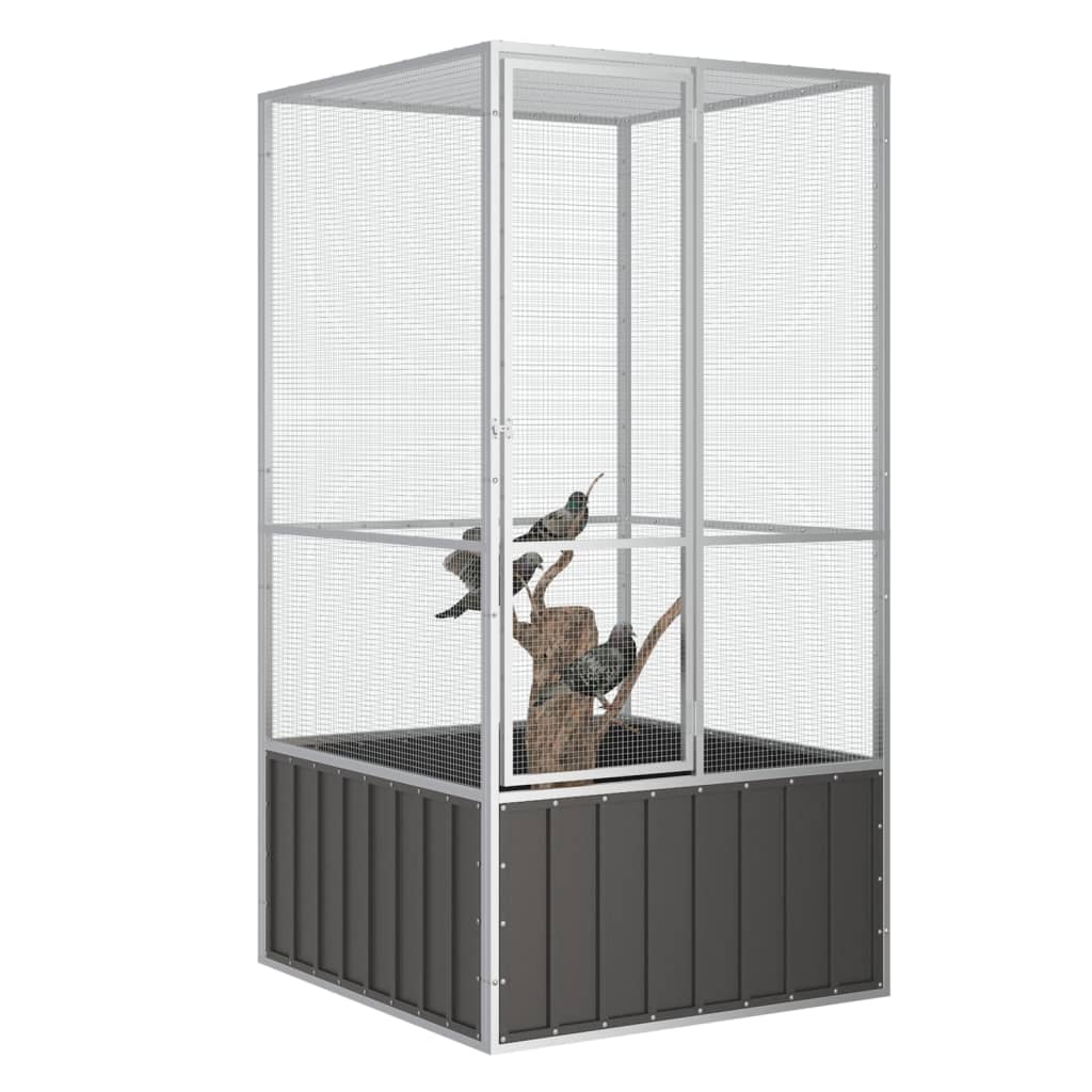 vidaXL Bird Cage Anthracite 43.7"x42.1"x83.3" Galvanized Steel