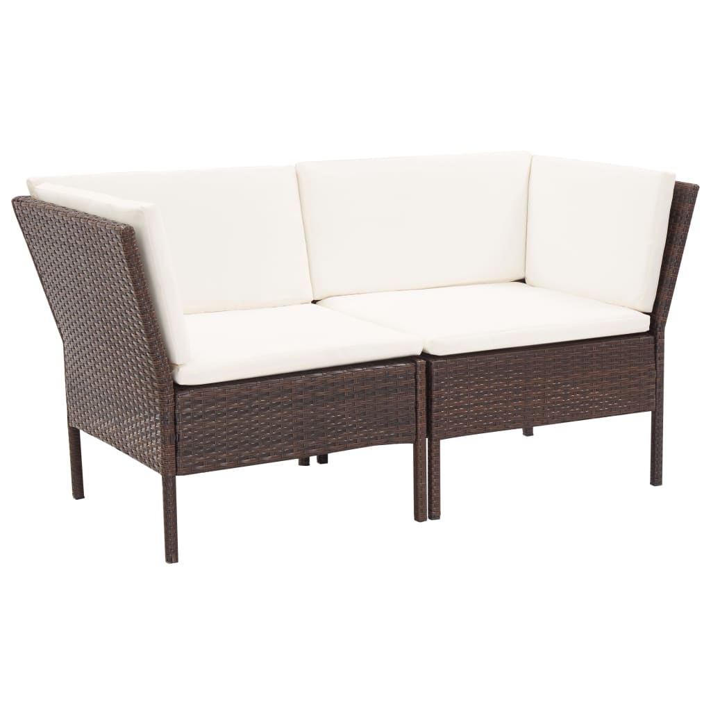 vidaXL 8 Piece Patio Lounge Set with Cushions Poly Rattan Brown