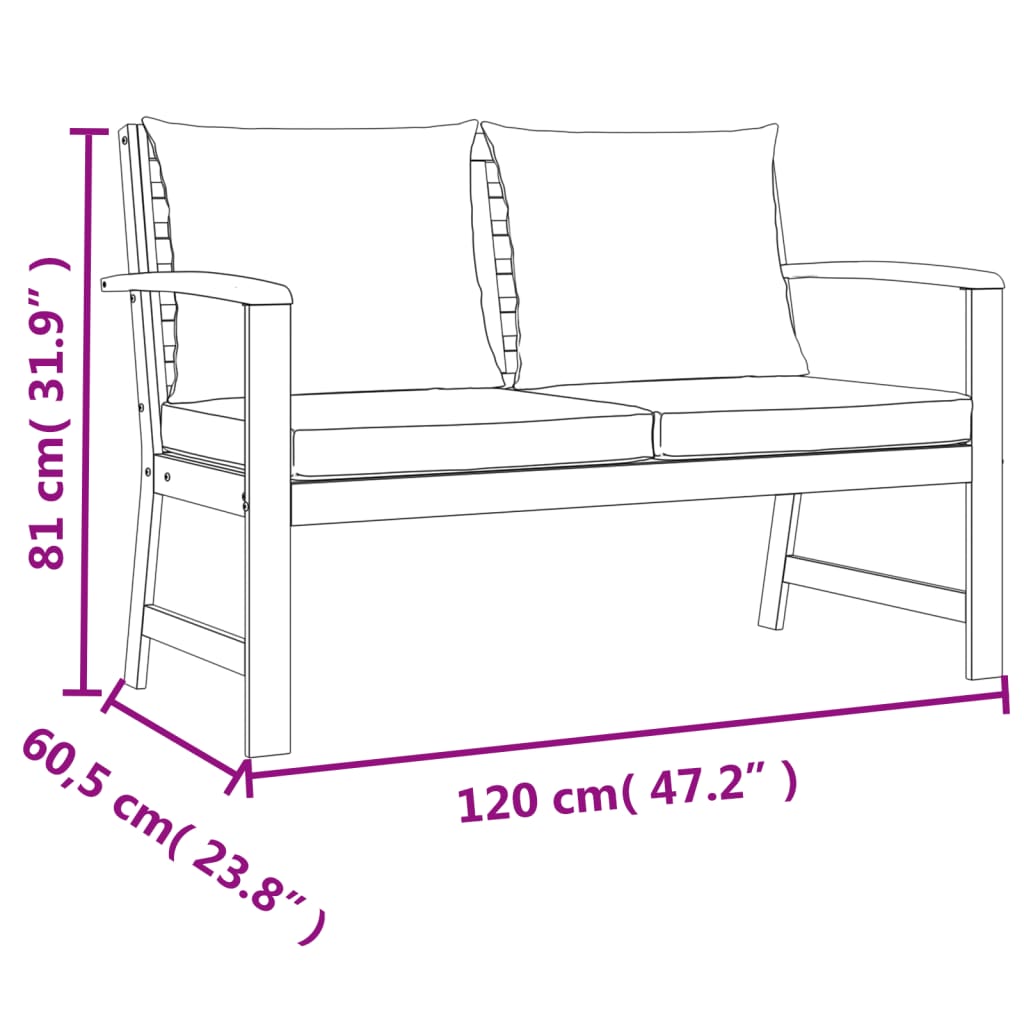 vidaXL 4 Piece Patio Dining Set with Cushions Solid Wood Acacia