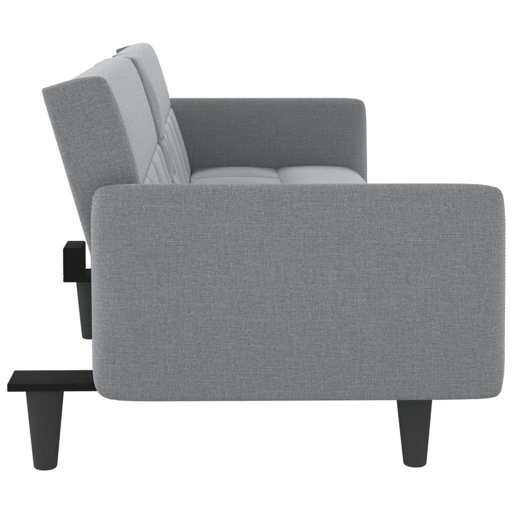 vidaXL Sofa Bed with Cup Holders Light Gray Fabric