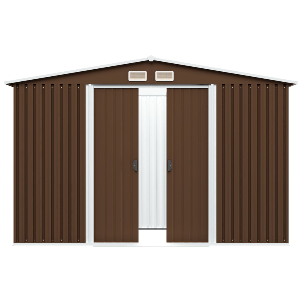 vidaXL Garden Storage Shed Brown 101.2"x80.7"x70.1" Steel