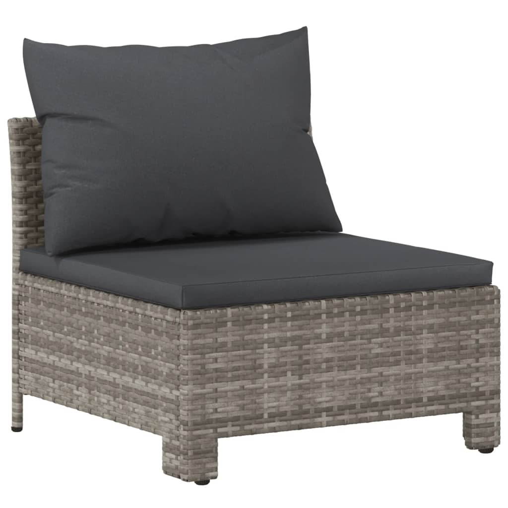 vidaXL 5 Piece Patio Lounge Set with Cushions Gray Poly Rattan