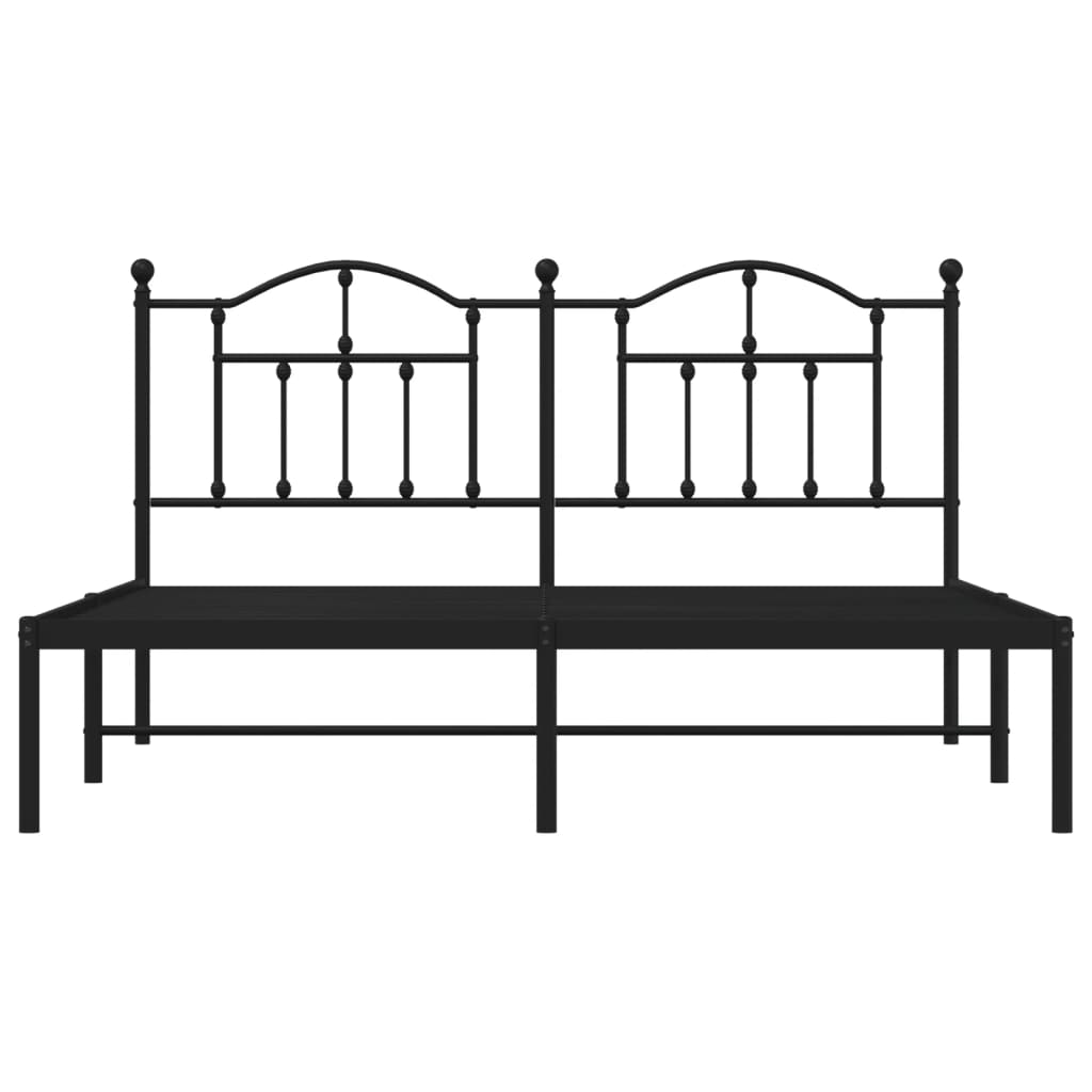 vidaXL Metal Bed Frame without Mattress with Headboard Black 72"x83.9"