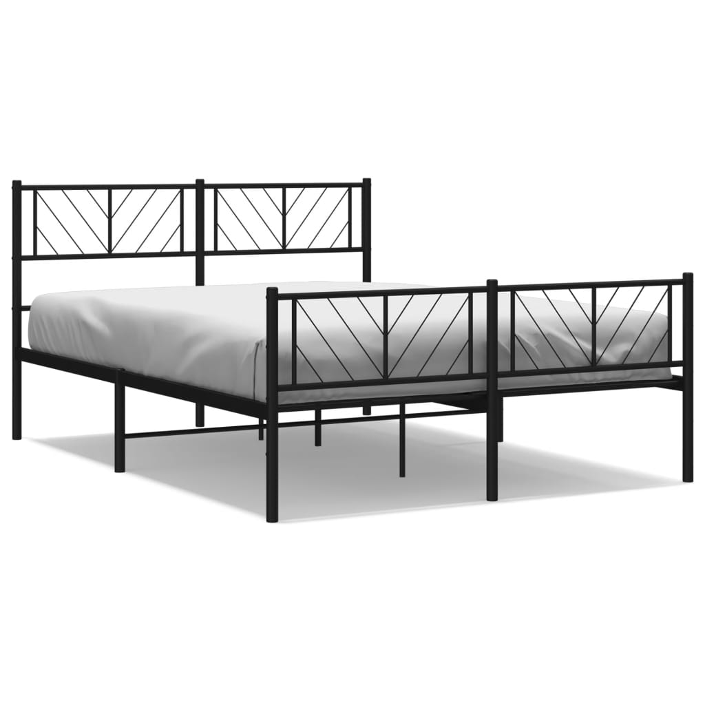 vidaXL Metal Bed Frame without Mattress with Footboard Black 53.1"x74.8"