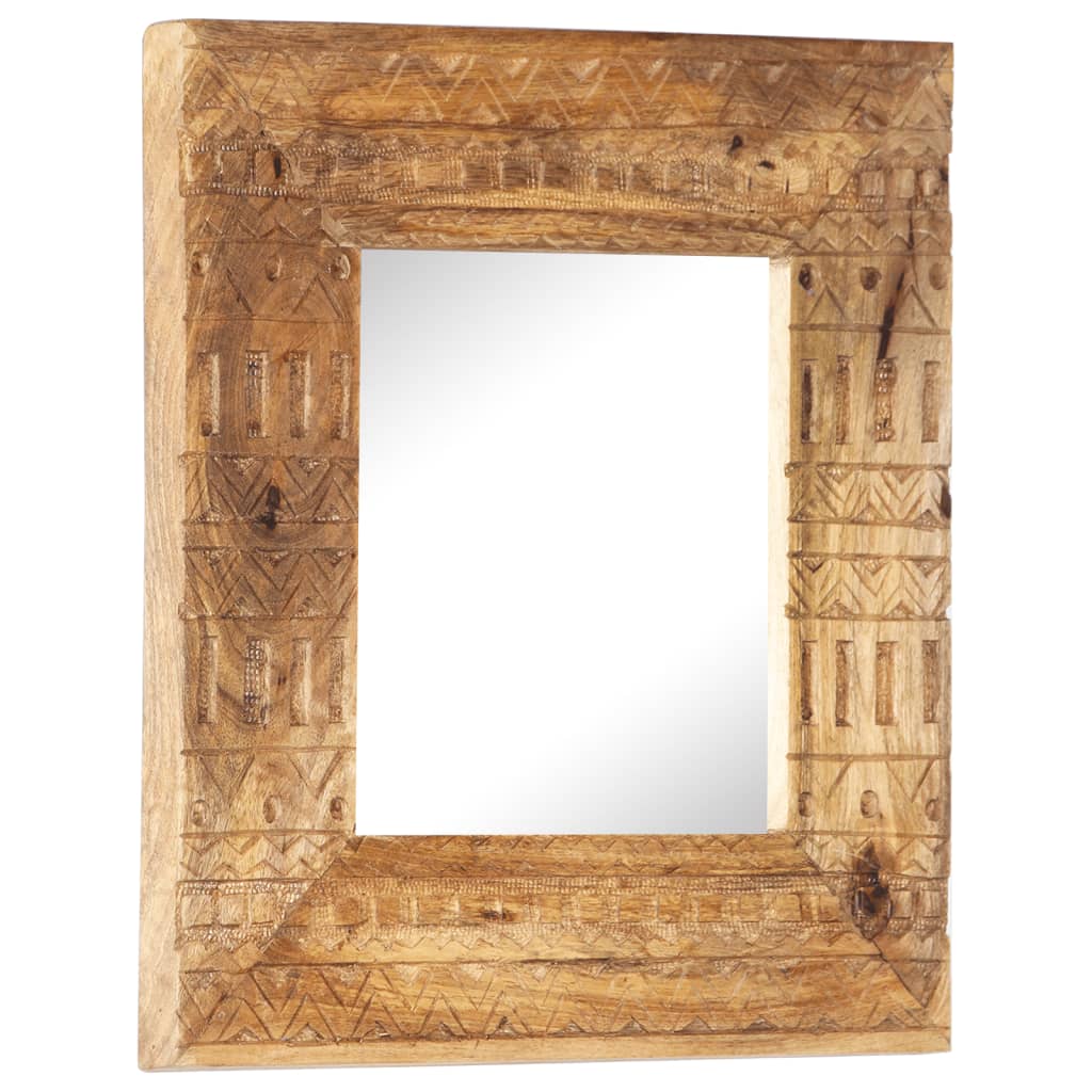 vidaXL Hand-Carved Mirror 19.7"x19.7"x1" Solid Mango Wood