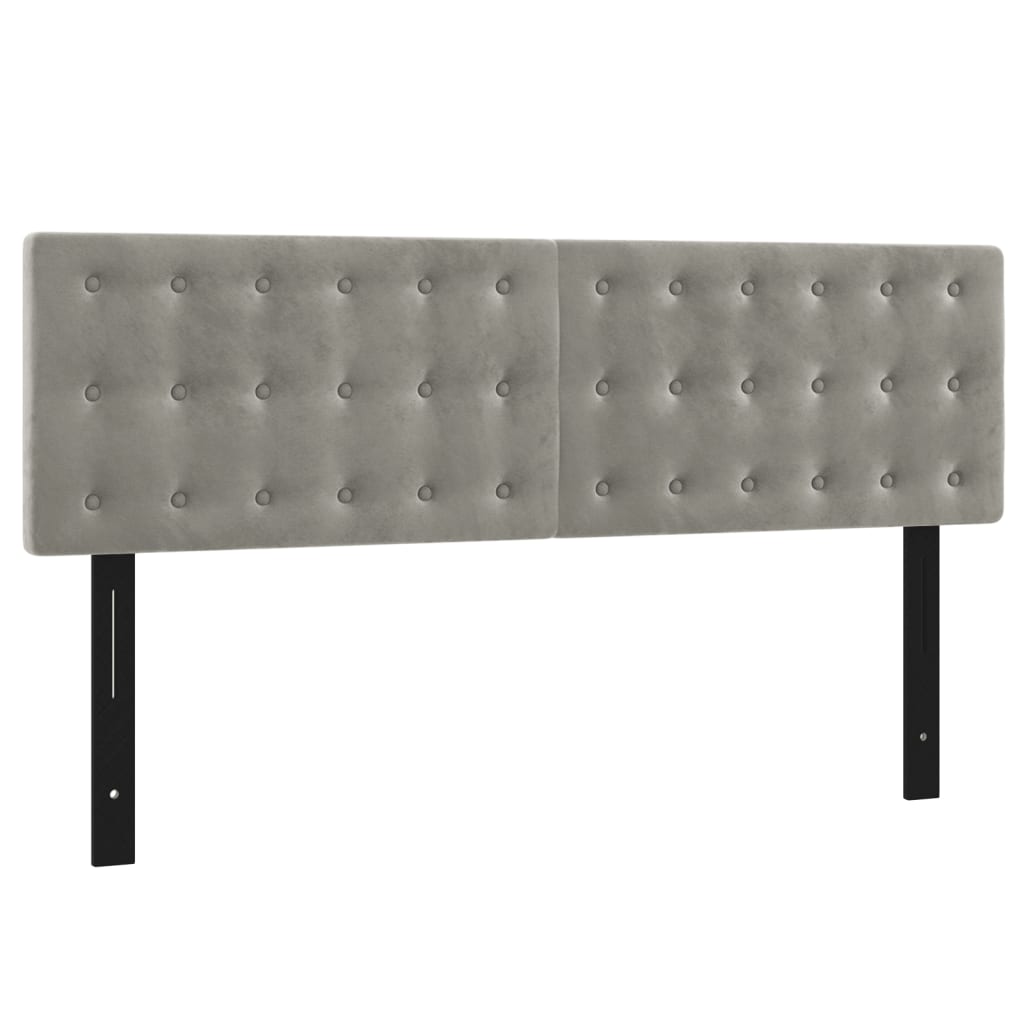 vidaXL Headboards 2 pcs Light Gray 28.3"x2"x30.7"/34.6" Velvet