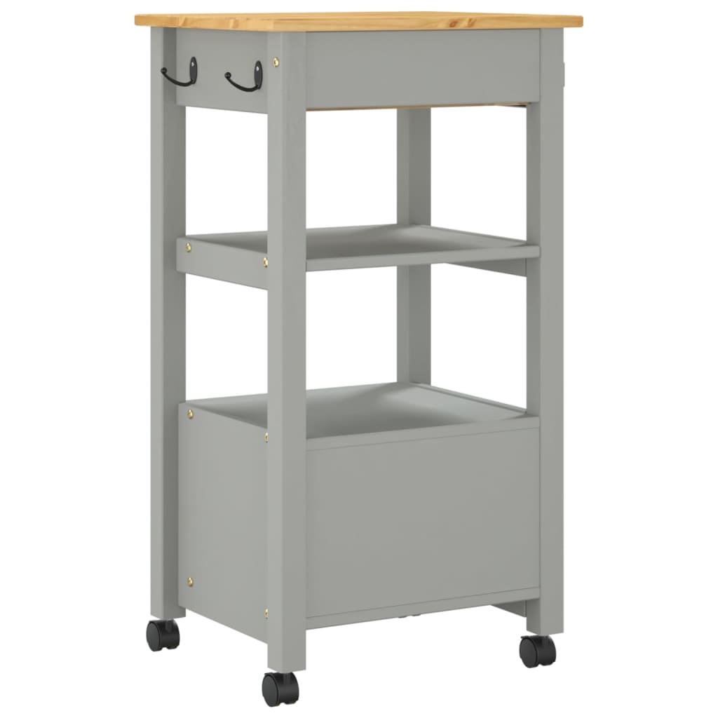 vidaXL Kitchen Trolley MONZA 18.9"x15.7"x35.4" Solid Wood Pine