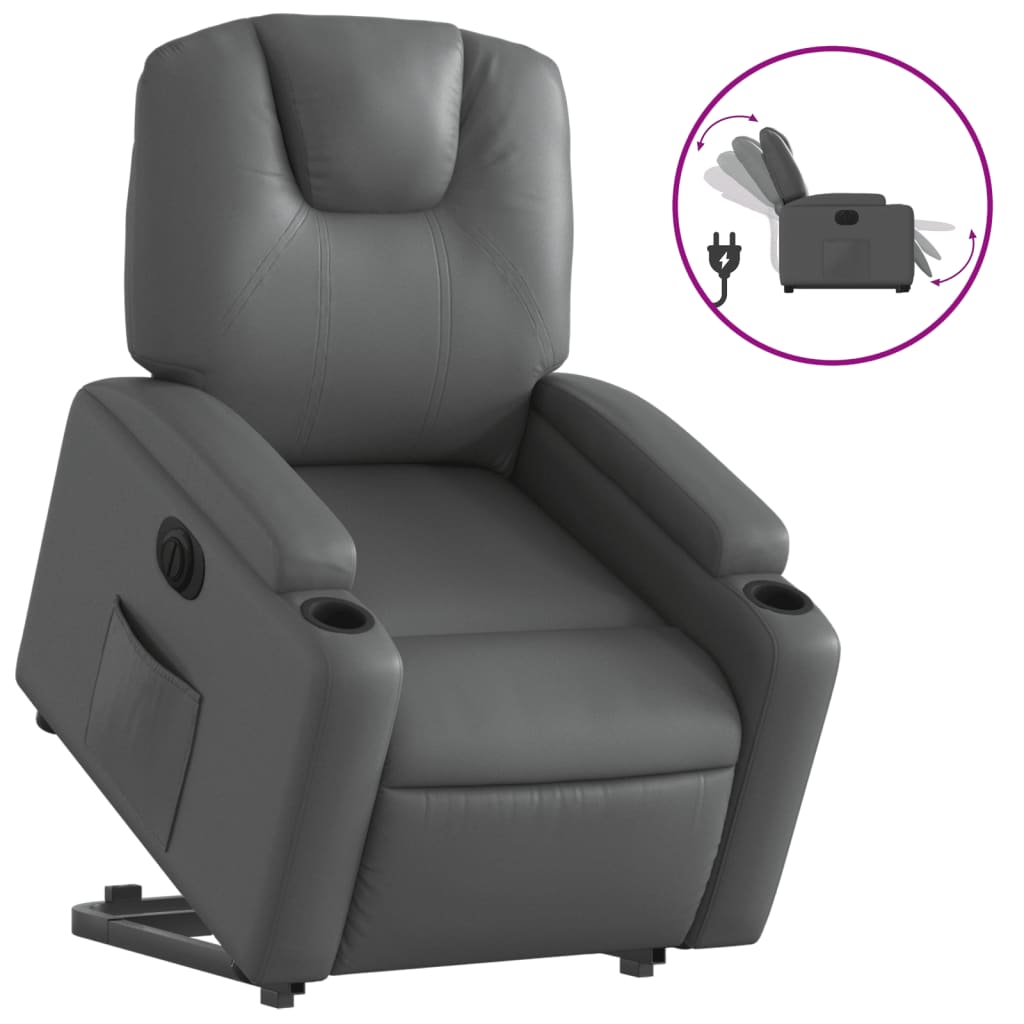 vidaXL Electric Stand up Recliner Chair Gray Faux Leather